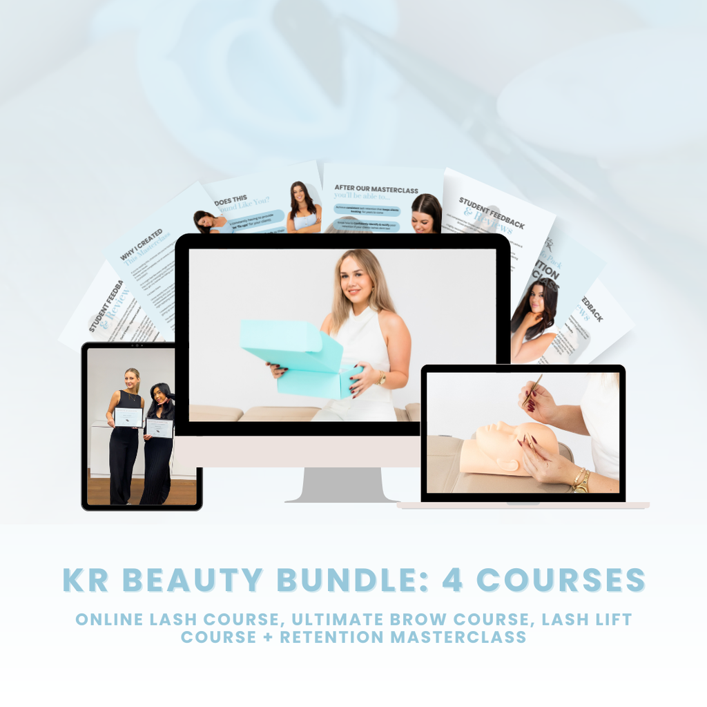 The KR Beauty Academy Bundle: 4 Courses (Online Lash Course, Ultimate Brow Course, Retention Masterclass & Lash Lift Course)